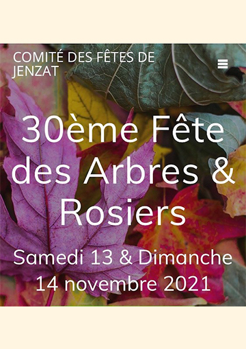 13 et 14 novembre : fête des arbres et des rosiers
            03800 Jenzat

